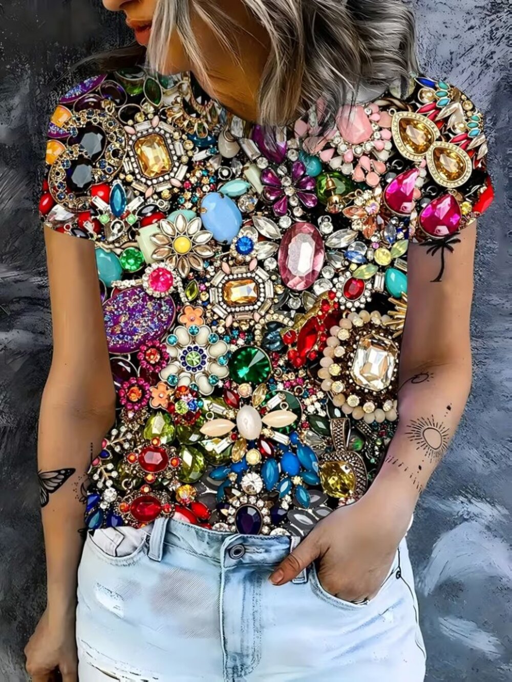 T SHIRT TOP SO CUTE - JEWEL DESIGN